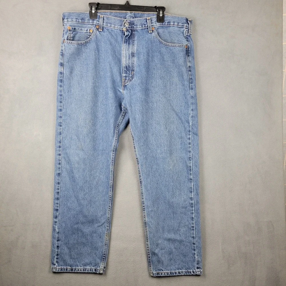 Levi's 505 Jeans Men 40x30 Blue Denim Cotton Light Wash Regular Fit Straight Leg